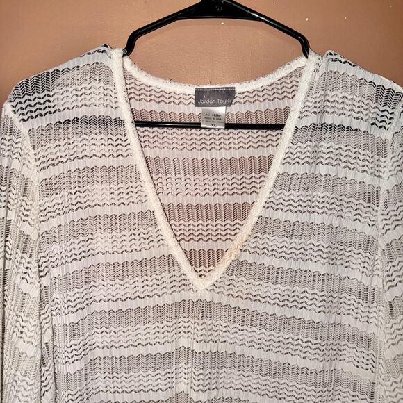 Jordan Taylor Women's Fish Net Beach Coverall Top White - Size XL - Picture 8 of 9